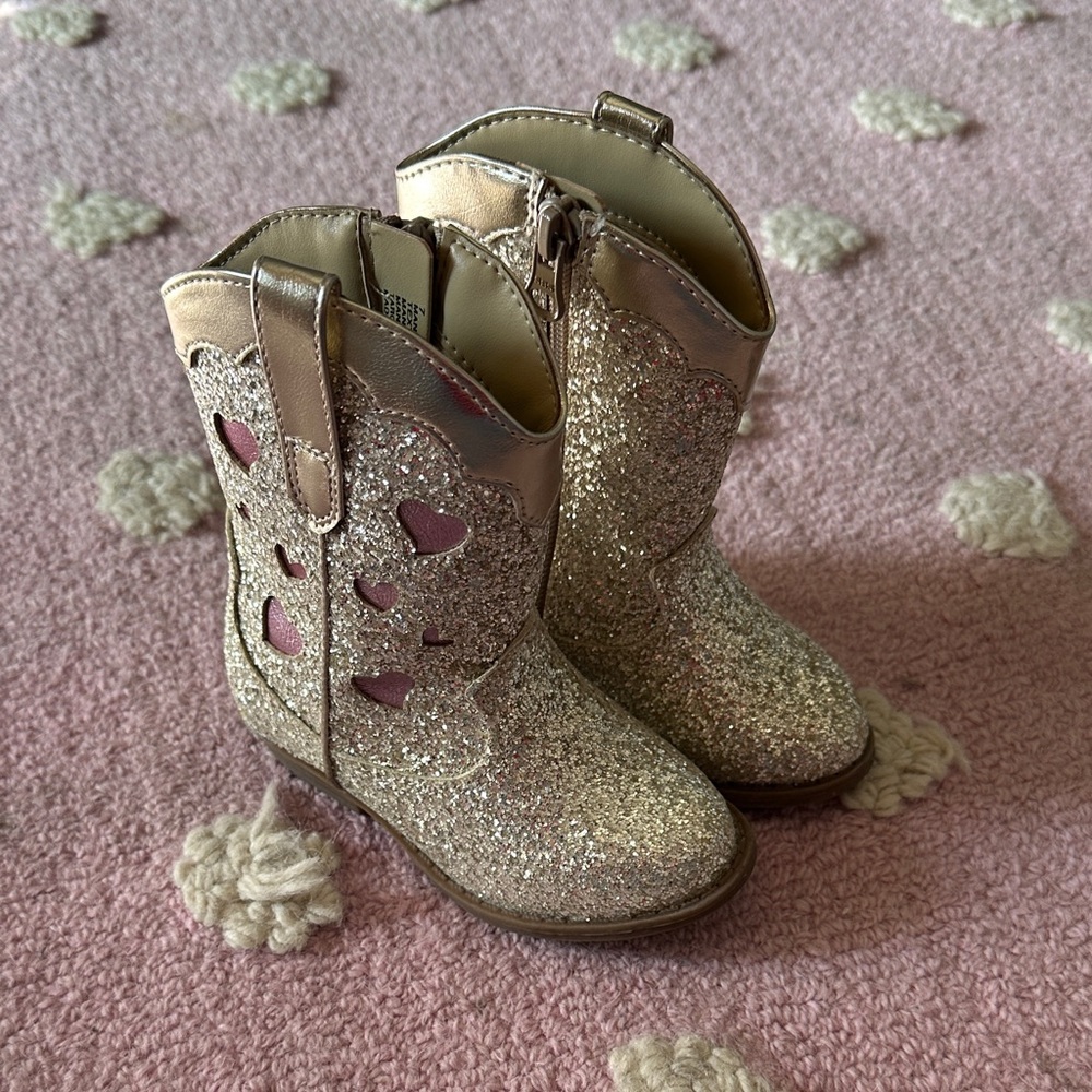 Cat & Jack Glittery Gold Kids Boots